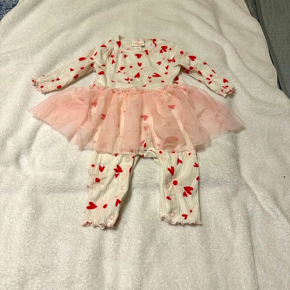 Cat & Jack Valentine one piece outfit with attached tutu size 0-3 months - Picture 1 of 4